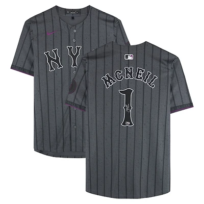 Maillot Nike City Connect Limited 2024 autographié par Jeff McNeil (New York Mets) avec inscription « LFGM ! »