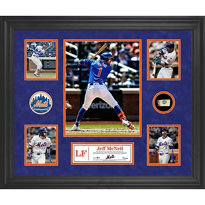 Jeff McNeil New York Mets Framed 5-Photo Collage with a Piece of Game-Used Ball