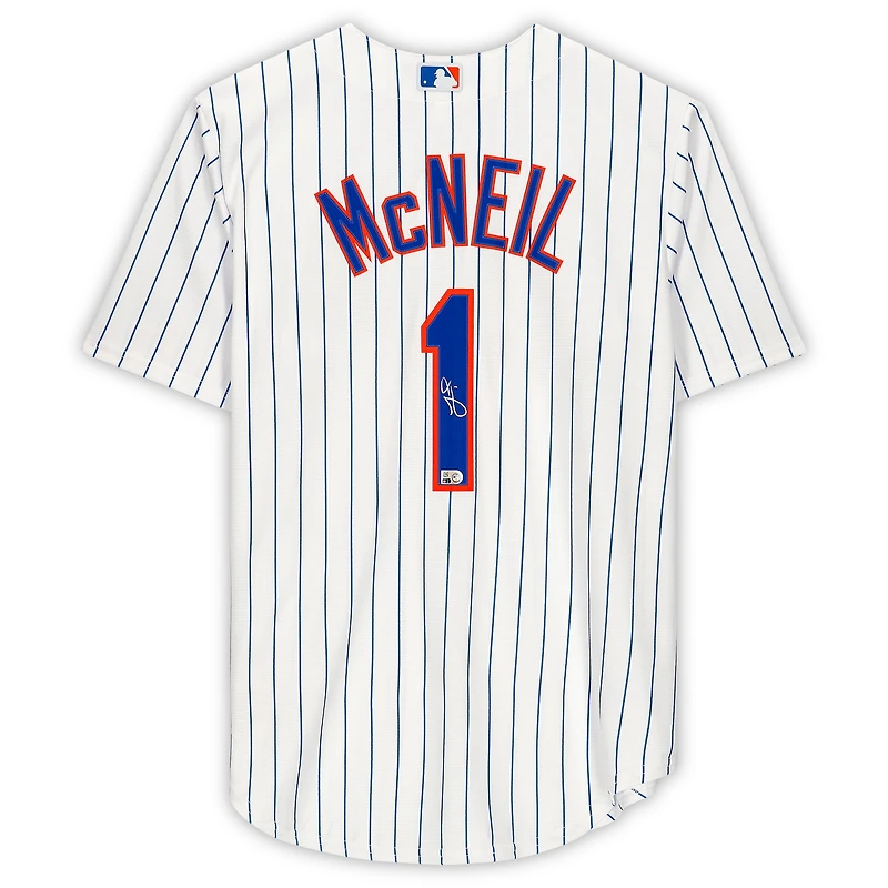 Jeff McNeil White New York Mets Autographed #1 Nike Replica Jersey