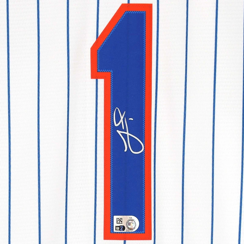 Maillot réplique Nike autographié n°1 des New York Mets de Jeff McNeil White