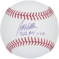 Ballon de baseball autographié par Jett Williams des New York Mets avec l'inscription « 2022 #14 Pick »