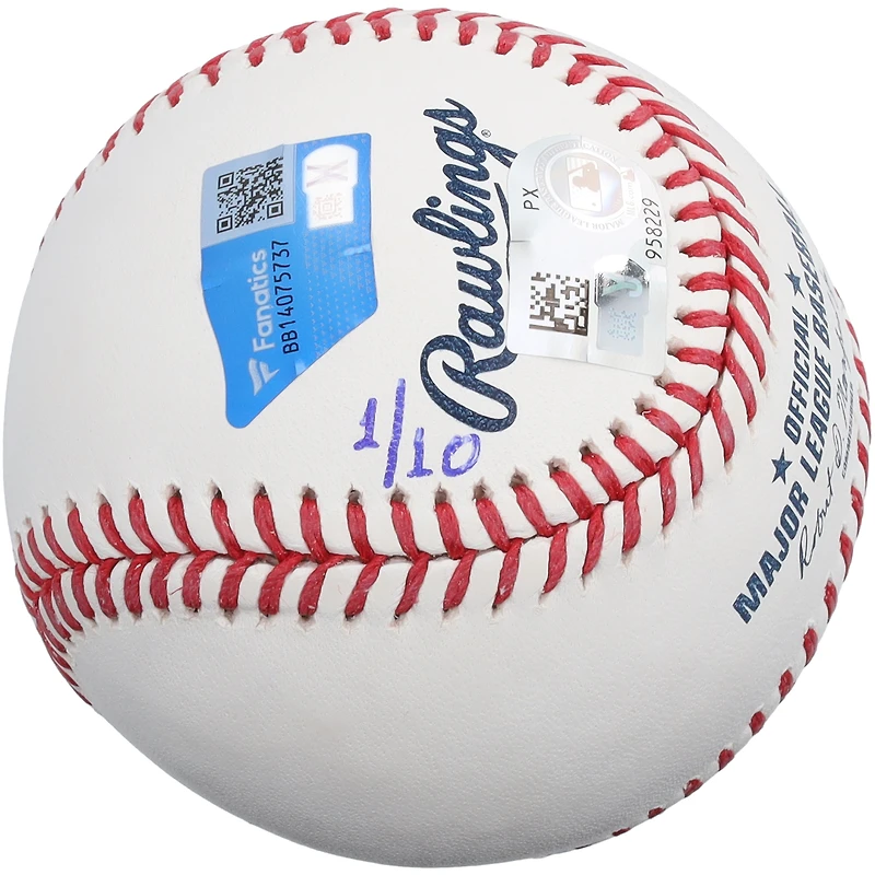 Jonah Tong New York Mets Autographed 2025 MLB Futures Game Logo Baseball with "2025 MiLB Pitcher of the Year" Inscription