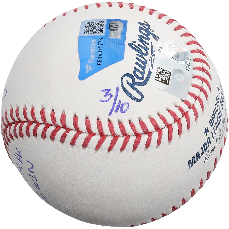 Jonah Tong New York Mets Autographed Baseball with Multiple Inscriptions