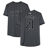 Jonah Tong New York Mets Autographed Graphite Nike City Connect Limited Jersey with "LGM!" Inscription