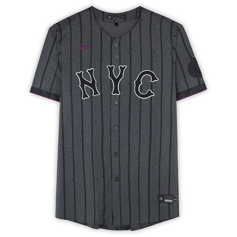 Jonah Tong New York Mets Autographed Graphite Nike City Connect Limited Jersey with "LGM!" Inscription