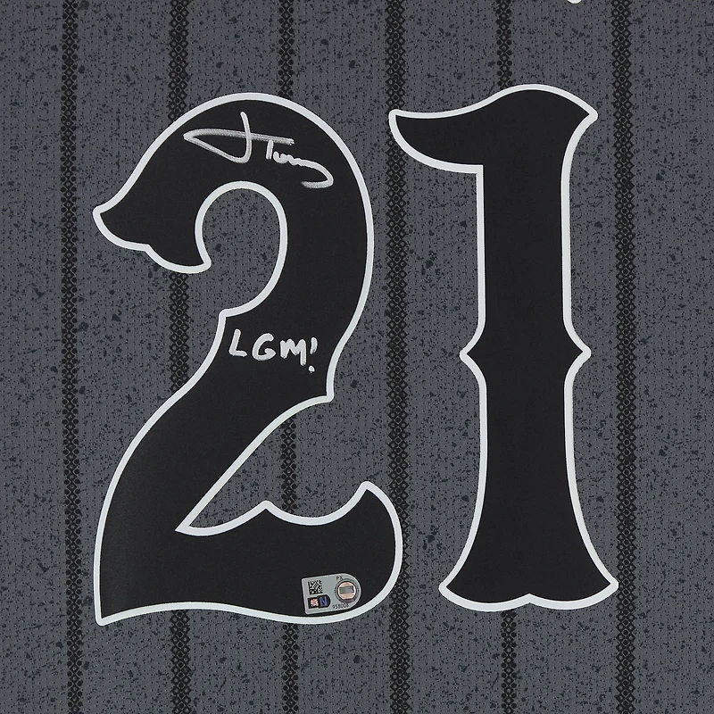 Maillot Nike City Connect Limited gris graphite autographié par Jonah Tong (New York Mets) avec inscription « LGM ! »