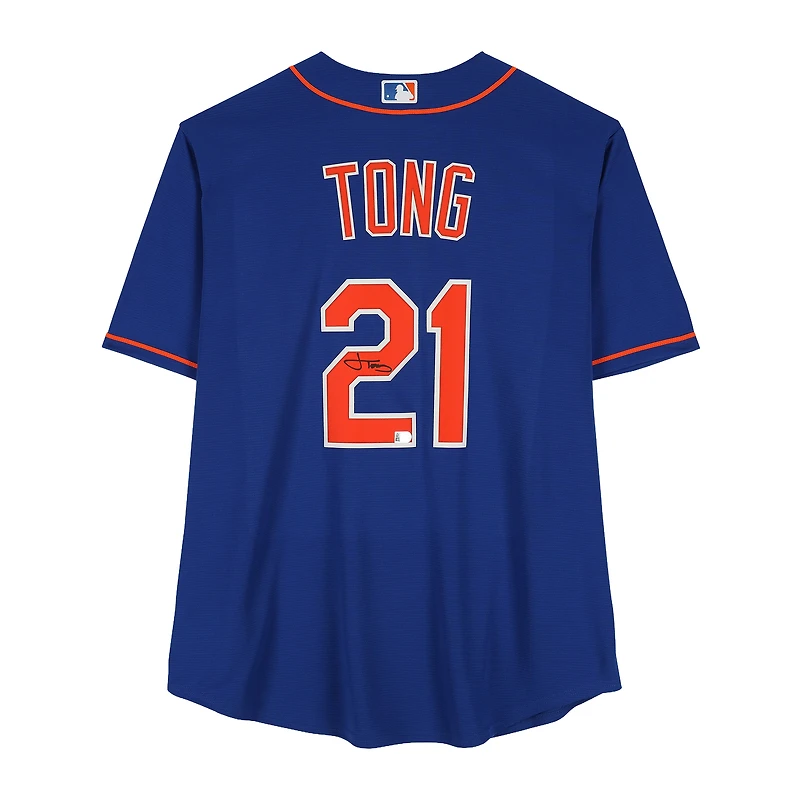 Maillot réplique Nike royal autographié par Jonah Tong des Mets de New York