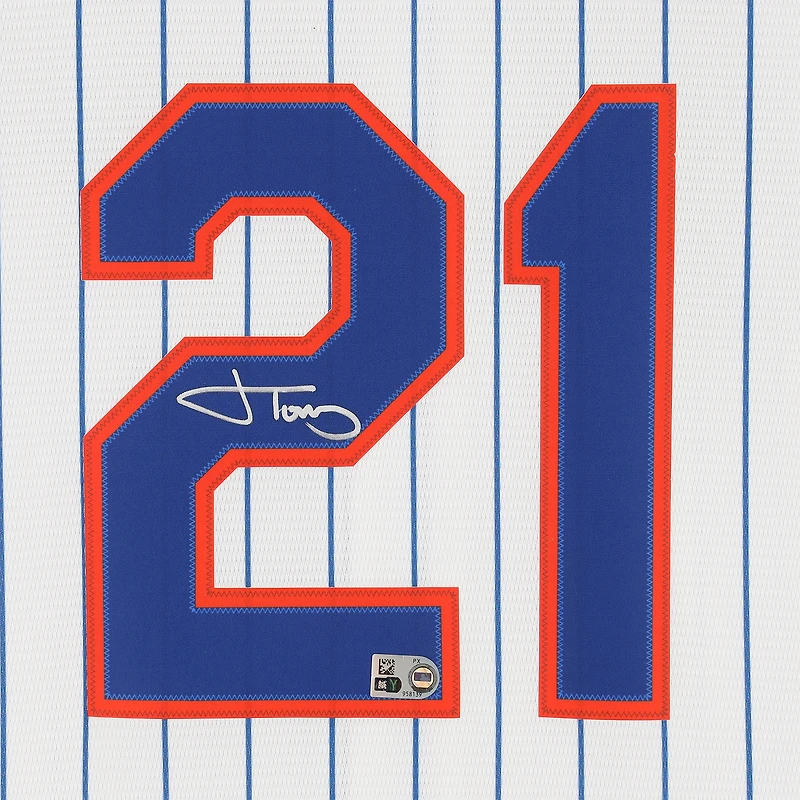 Maillot réplique blanc Nike autographié par Jonah Tong des Mets de New York