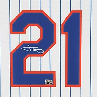 Maillot réplique blanc Nike autographié par Jonah Tong des Mets de New York