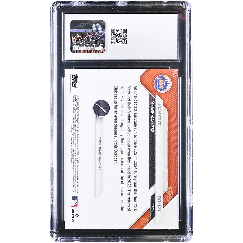 Juan Soto New York Mets 2025 Topps Now Road to Opening Day #OD-171 CGC Authenticated 10 Card
