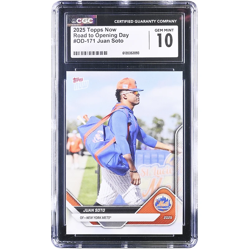 Carte Juan Soto New York Mets 2025 Topps Now Road to Opening Day #OD-171 authentifiée CGC (10 cartes)