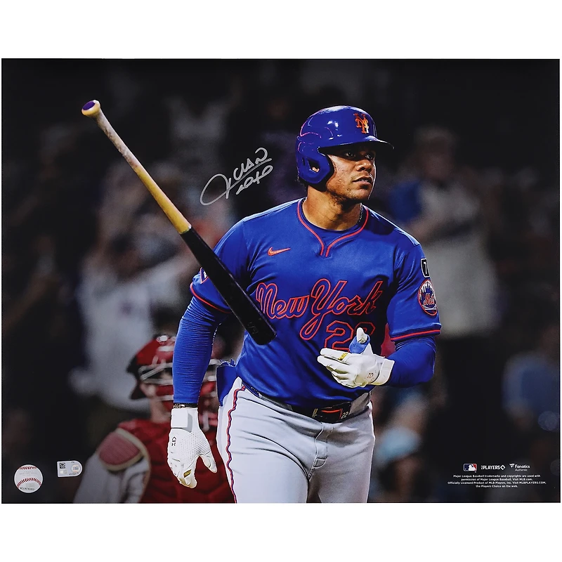 Photo dédicacée de Juan Soto (New York Mets) - 40 x 50 cm - Coup de circuit avec batte