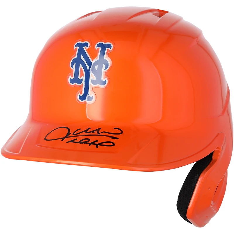 Réplique du casque de frappeur chromé alternatif autographié par Juan Soto des Mets de New York