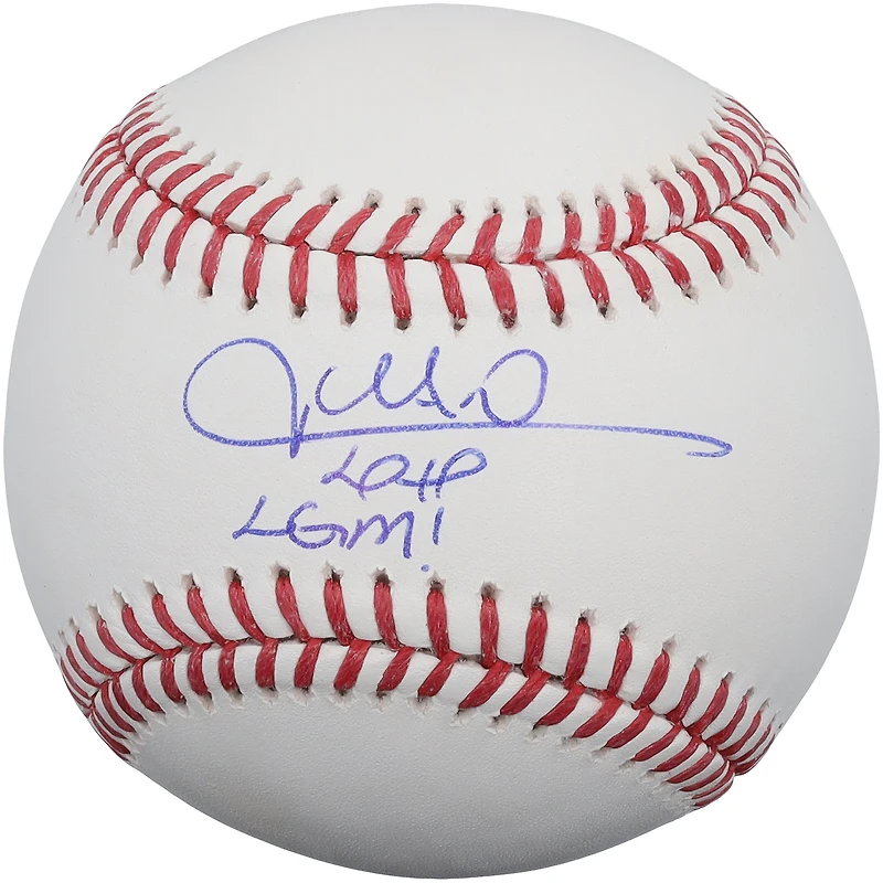 Balle de baseball autographiée par Juan Soto, joueur des Mets de New York, avec l'inscription « LGM ! »