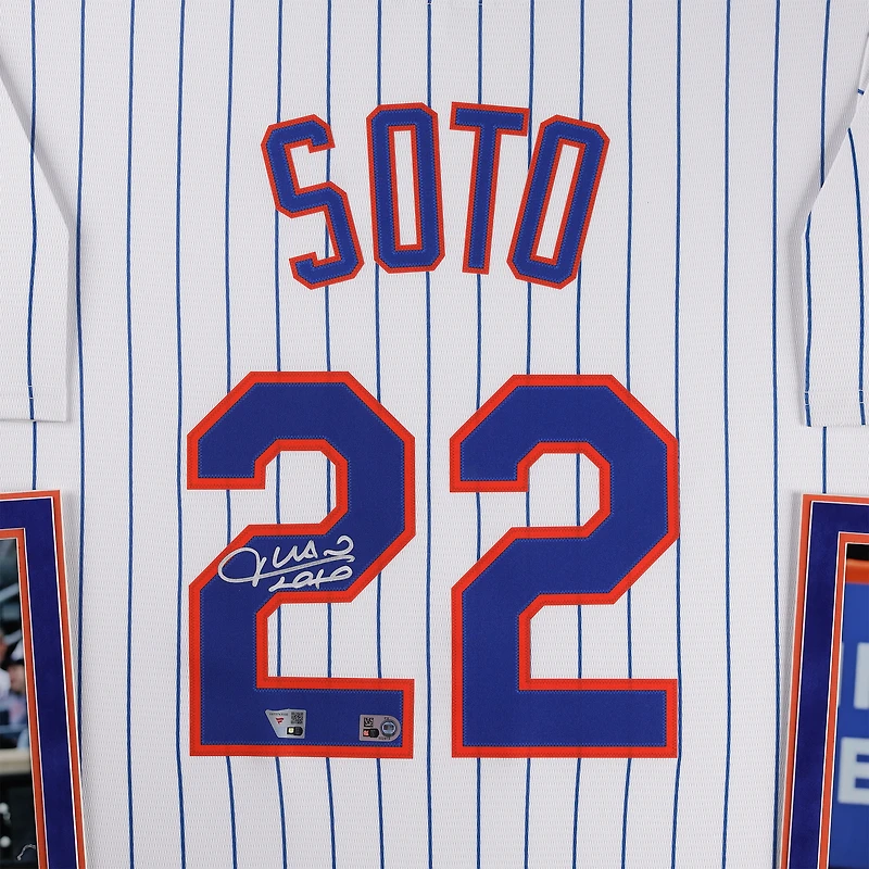 Juan Soto New York Mets Autographed Deluxe Framed White Nike Replica Jersey