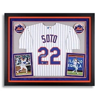 Juan Soto New York Mets Autographed Deluxe Framed White Nike Replica Jersey