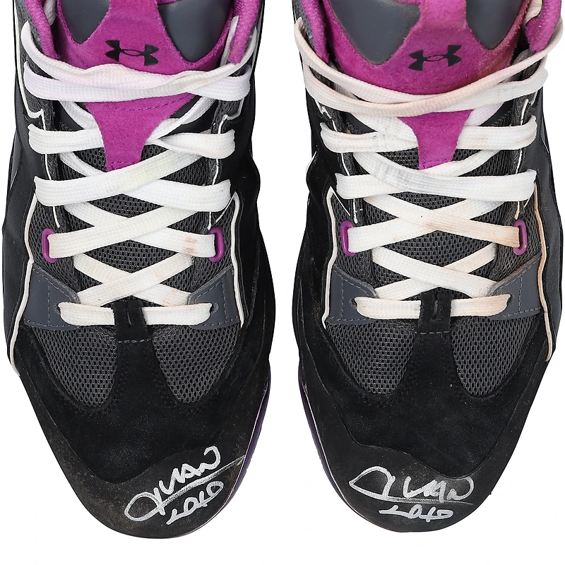Juan Soto New York Mets Autographed Game-Used Black/Purple Under Armour Cleats from the 2025 MLB Season - HH98516008-09