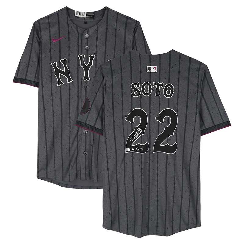 Juan Soto New York Mets Autographed Graphite Nike 2024 City Connect Limited Jersey with "LGM" Inscription 