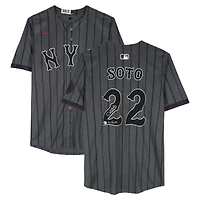 Juan Soto New York Mets Autographed Graphite Nike 2024 City Connect Limited Jersey with "LGM" Inscription 