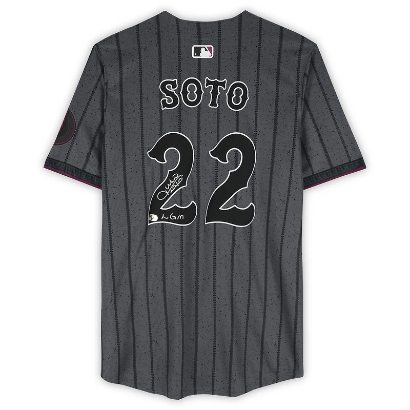 Juan Soto New York Mets Autographed Graphite Nike 2024 City Connect Limited Jersey with "LGM" Inscription 