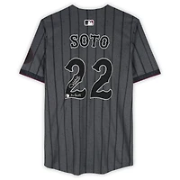 Juan Soto New York Mets Autographed Graphite Nike 2024 City Connect Limited Jersey with "LGM" Inscription 