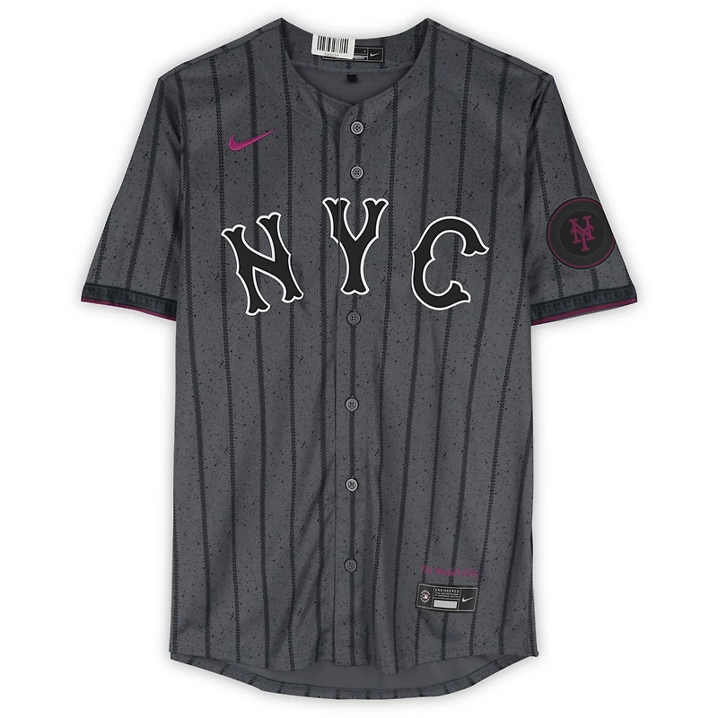 Juan Soto New York Mets Autographed Graphite Nike 2024 City Connect Limited Jersey with "LGM" Inscription 