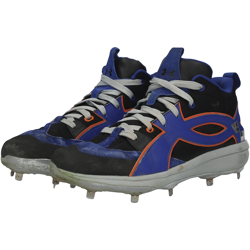 Juan Soto New York Mets Game-Used Black/Royal Under Armour Cleats vs. Philadelphia Phillies on August 25, 2025 - Worn Innings 1-2