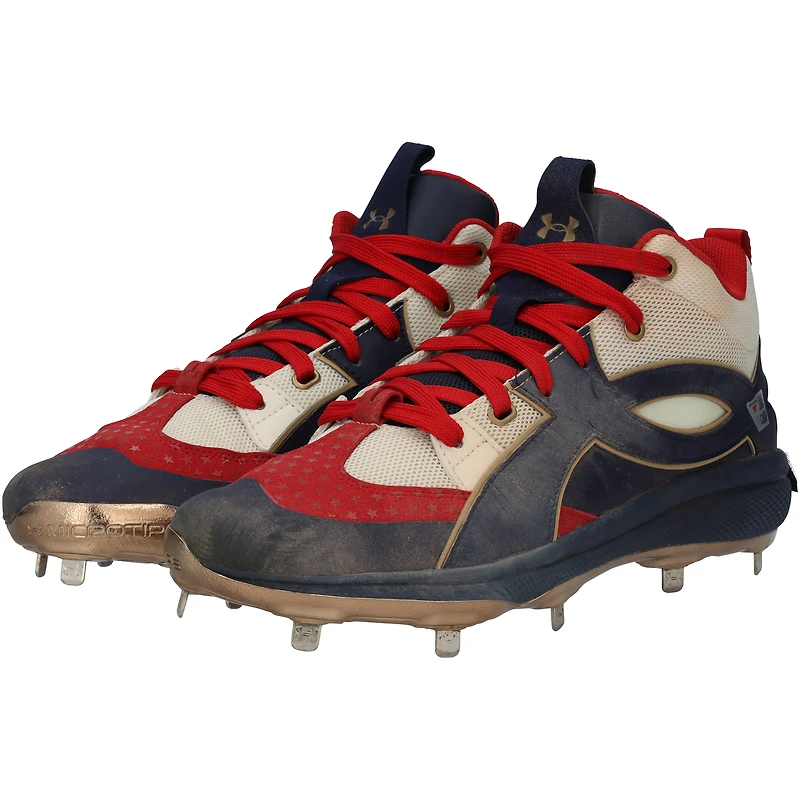 Juan Soto New York Mets Game-Used Navy/Red Under Armour Cleats vs. New York Yankees on July 4, 2025