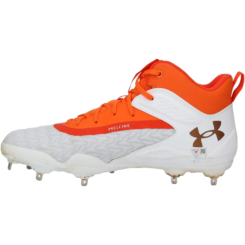 Juan Soto New York Mets Game-Used White/Orange Under Armour Cleats vs. Arizona Diamondbacks on May 1, 2025 