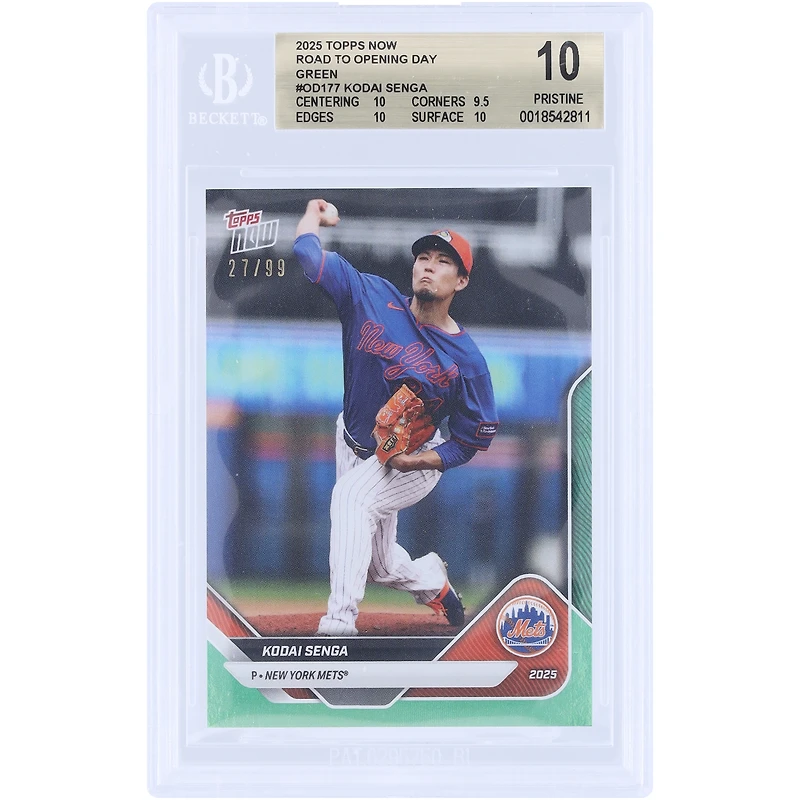 Kodai Senga New York Mets 2025 Topps Now Road To Opening Day Green Foil #OD-177 #/99 BGS Authenticated 10 Card - 10,9.5,10,10 Subgrades