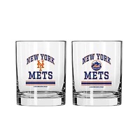 Logo Brands New York Mets 12oz. Current & Throwback Logos Two-Pack Glass Set