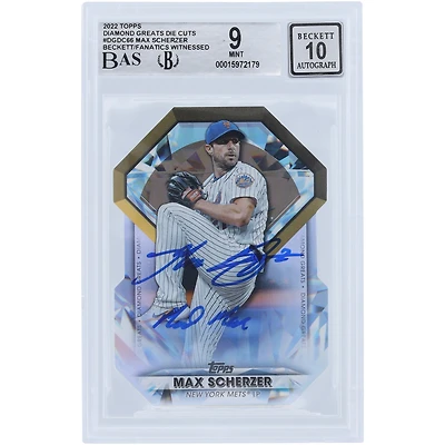 Max Scherzer New York Mets Autographié 2022 Topps Série 1 #DGDC-66 Beckett Fanatics Witnessed Authentifié Carte 9/10 avec l'inscription "Mad Max"