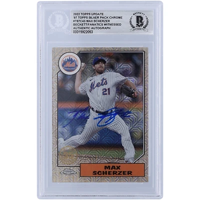 Carte authentifiée autographiée par Max Scherzer des New York Mets 2022 Topps Update #T87C-43 Beckett Fanatics Witnessed