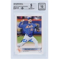Max Scherzer New York Mets Autographié 2022 Topps Update #US1 Beckett Fanatics Witnessed Authenticated 9/10 Card avec l'inscription "Mad Max"