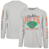 Men's '47  Gray New York Mets Big & Tall Distressed Franklin Long Sleeve T-Shirt