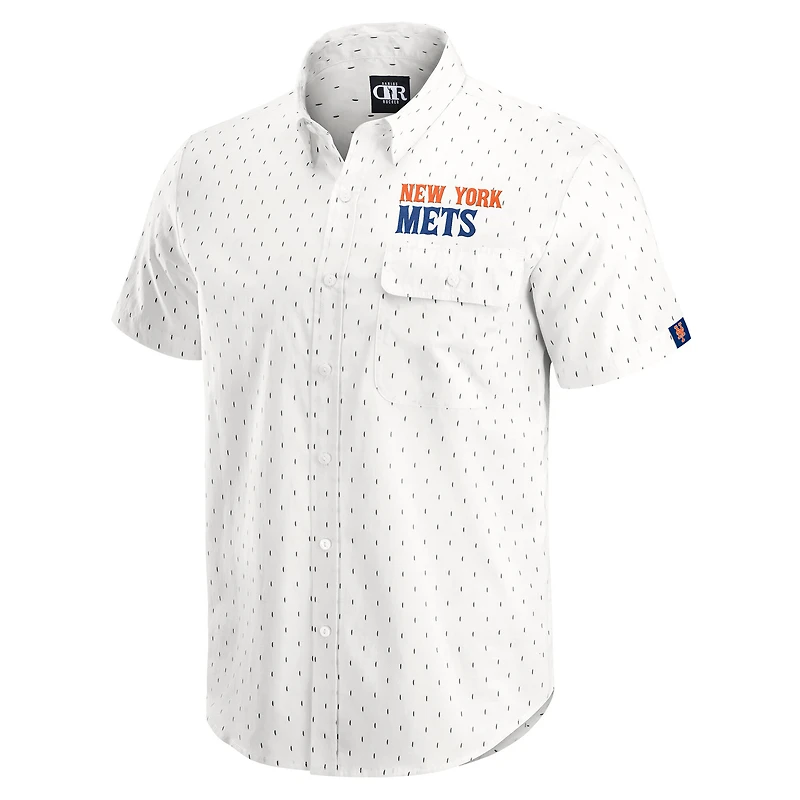 Chemise boutonnée imprimée crème pour homme de la collection Darius Rucker par Fanatics, New York Mets