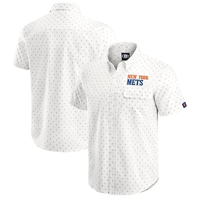 Haut boutonné imprimé crème des Mets de New York pour homme la collection Darius Rucker par Fanatics