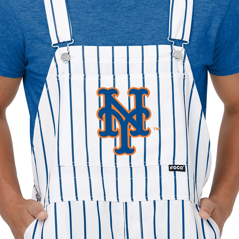 Men's FOCO  White New York Mets Pinstripe Bib Overalls