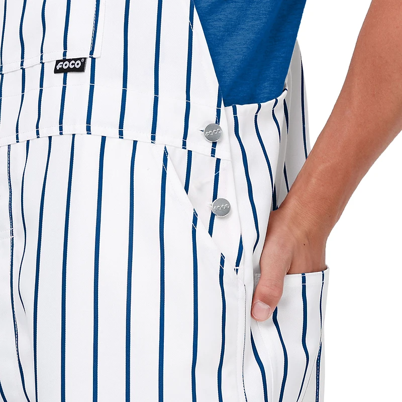 Men's FOCO  White New York Mets Pinstripe Bib Overalls