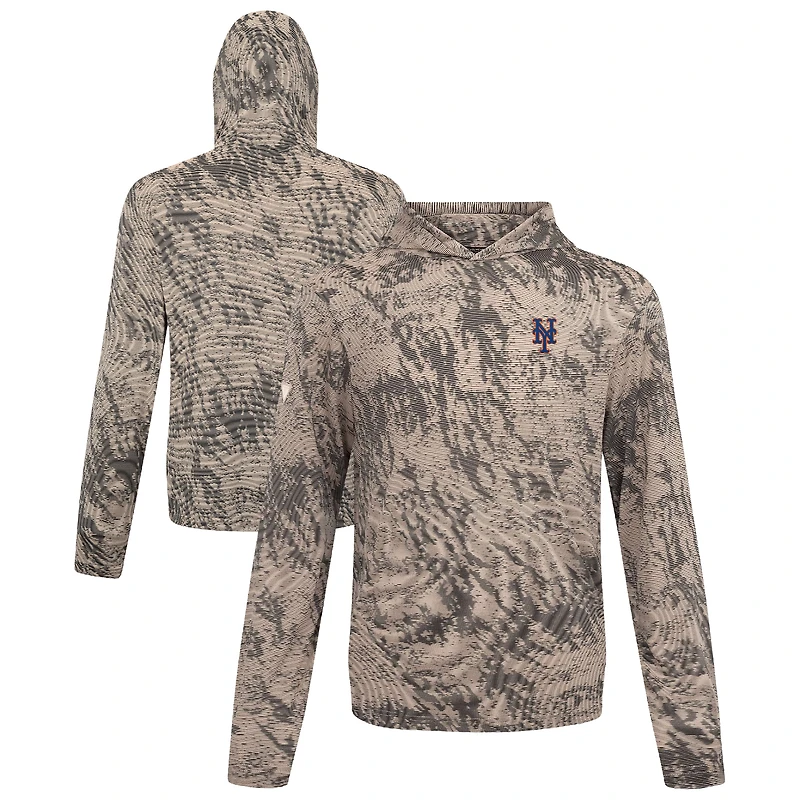 Men's Levelwear  Tan New York Mets Insignia Lightweight Long Sleeve Hooded T-Shirt