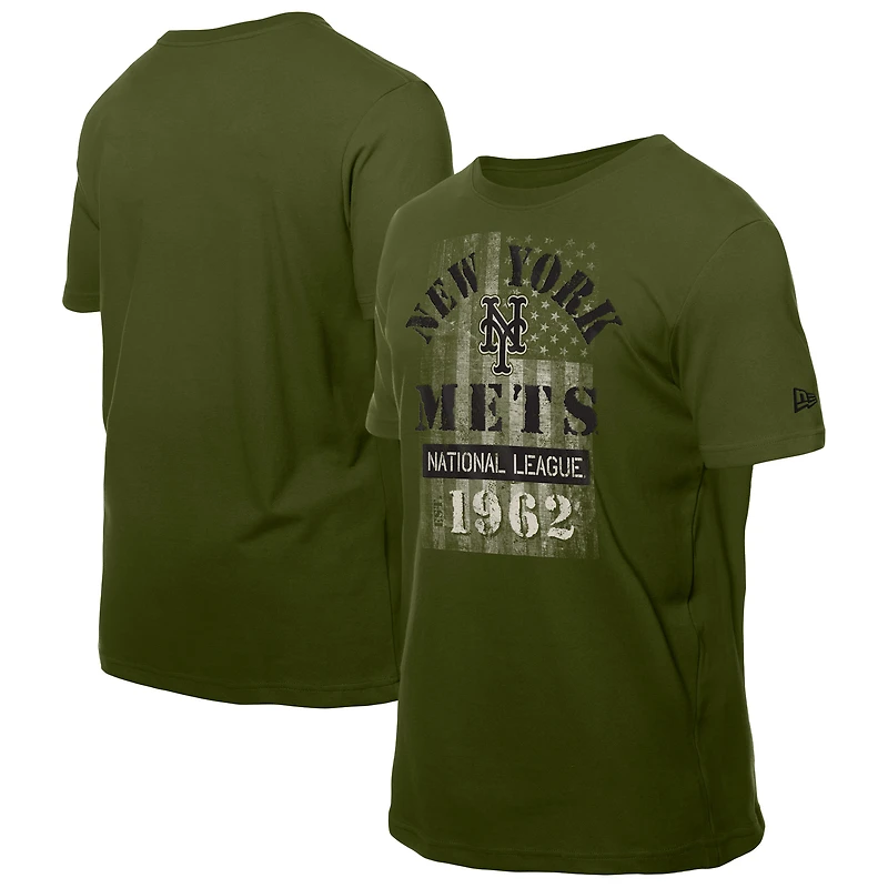 T-shirt vert New Era pour homme avec logo des forces armées Mets de York