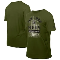 T-shirt vert New Era pour homme avec logo des forces armées Mets de York