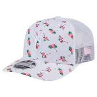 Casquette extensible à bouton-pression New Era blanche New York Mets Flamingo 9SEVENTY à dos en maille pour homme