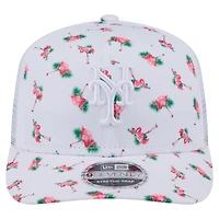Casquette extensible à bouton-pression New Era blanche New York Mets Flamingo 9SEVENTY à dos en maille pour homme