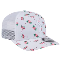 Casquette extensible à bouton-pression New Era blanche New York Mets Flamingo 9SEVENTY à dos en maille pour homme
