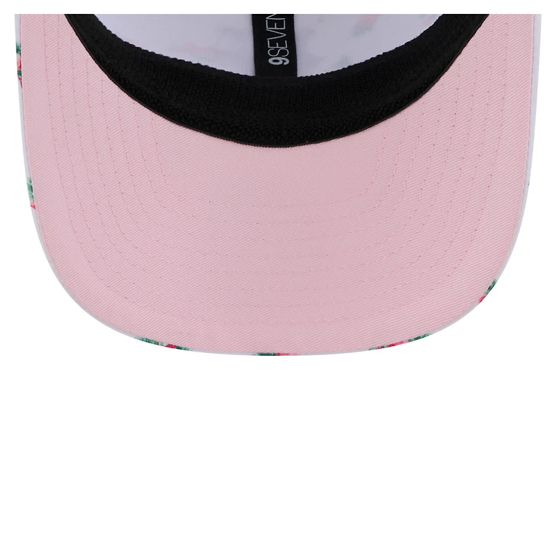 Casquette extensible à bouton-pression New Era blanche New York Mets Flamingo 9SEVENTY à dos en maille pour homme