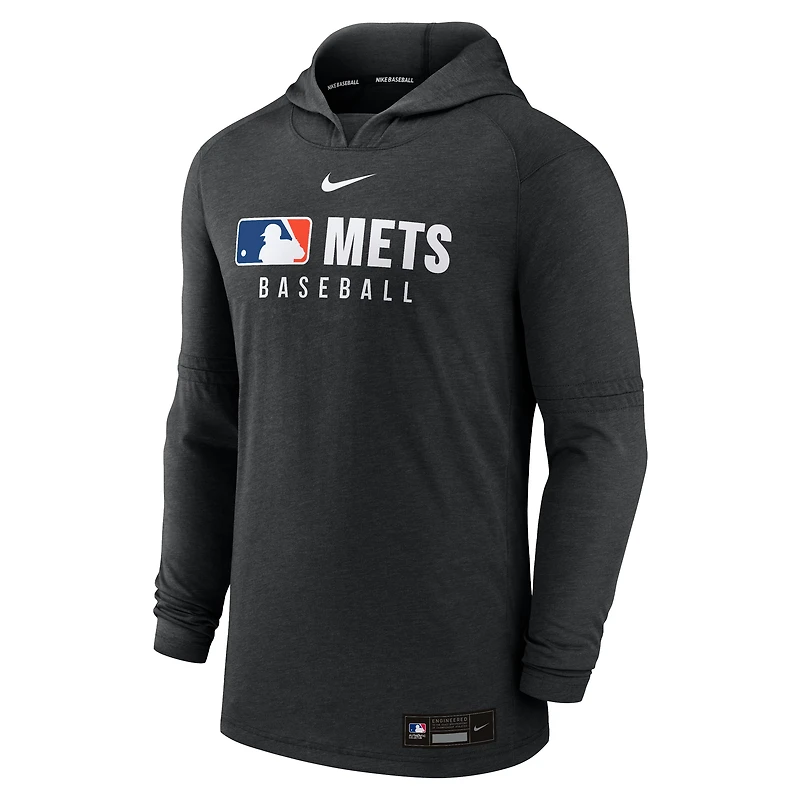 Men's Nike  Heather Black New York Mets Authentic Collection Tri-Blend Dri-FIT Hoodie