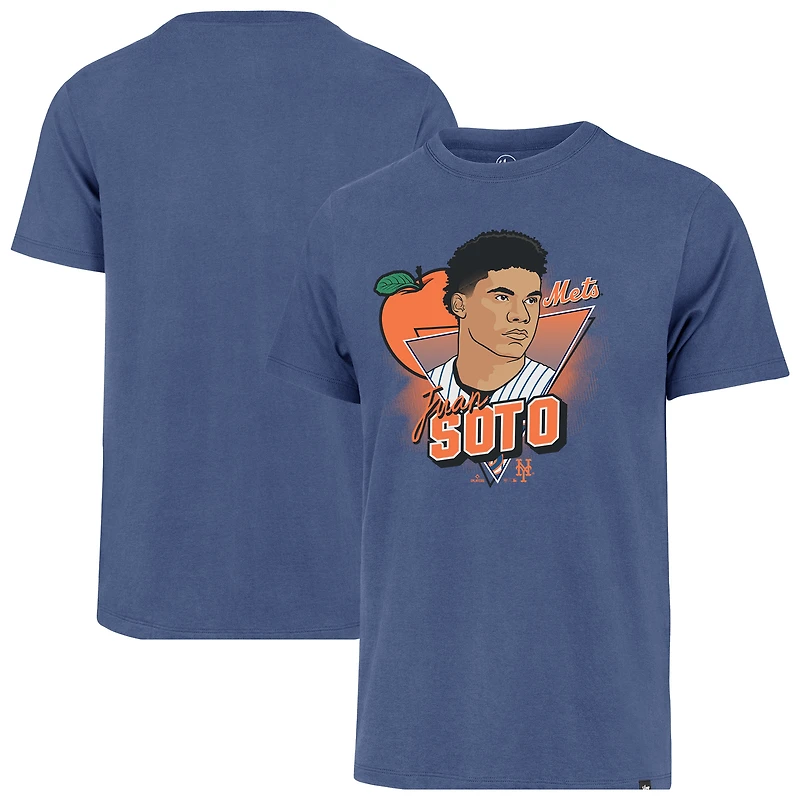 T-shirt de joueur caricature grand et des Mets New York avec le profil Juan Soto Royal pour hommes