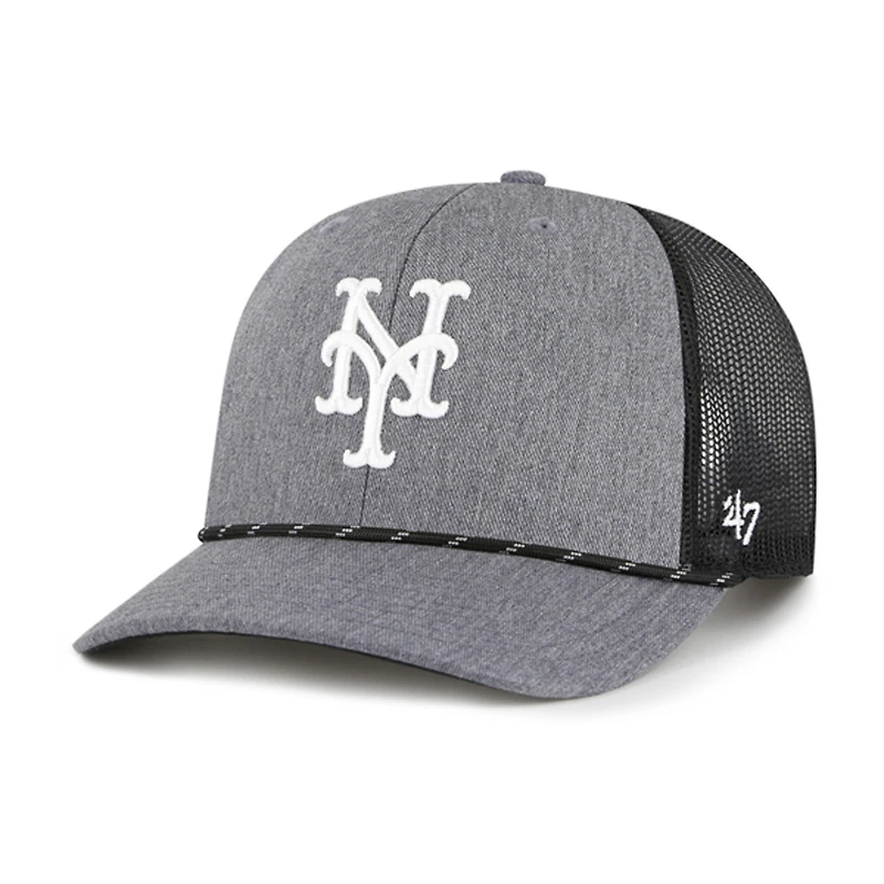 Men's '47 Charcoal New York Mets Carbon Rope Trucker Adjustable Hat