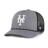Men's '47 Charcoal New York Mets Carbon Rope Trucker Adjustable Hat